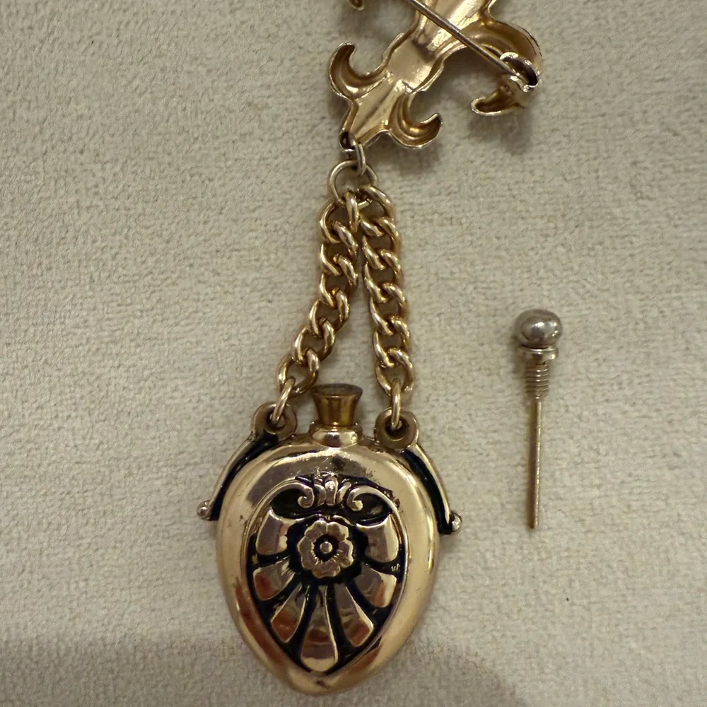 Vintage Fleur-de-lid Perfume flask pin - Picture 1 of 6